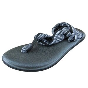 Sanuk  Women Thong Sandal Shoes Gray Fabric Size 8 Medium